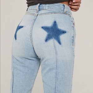High waisted light blue star jeans